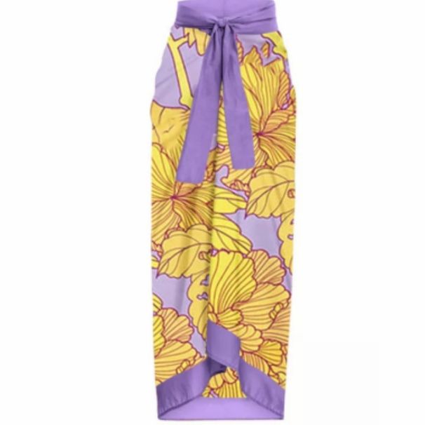 French Retro Print One-Piece Swimsuit With Detachable Gauze Skirt - Women's Elegant Beach & Resort Wear (S/M/L/XL)_ecoleips.com