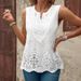 Women's Clothing Embroidery Stitching Lace Lace V Neck Sleeveless Vest Top_ecoleips.com