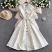 Women's Luxury High-End Jacquard Dress European American Style Round Neck Sleeveless Autumn Button Down Slimming Evening Gown_ecoleips.com