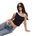 Women's Clothing sexy elastic contrast vest contrast edge oblique shoulder suspenders slim fit top for women_ecoleips.com