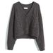 Aria Basics Aria Basics V-Neck Cable Knit Short Solid Color Cardigan Jacket Early Autumn New Cross-Border European And American Versatile_ecoleips.com