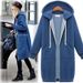Women's Clothing European Style Plus Size Clothing, New Zip Up Cardigan, Mid Length Hooded Sweatshirt, Fleece Lined, Suitable For 200 Lbs._ecoleips.com