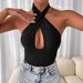 Voya Hot Selling Women's Clothing New 2026 Spring/summer Solid Color Sexy Backless Cross Hollow Hanging Neck Jumpsuit_ecoleips.com