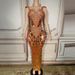 Diamond Mirror Dress Elegant Red Carpet Gown With Rhinestone Lens Design Spaghetti Straps Slim Waist And Flattering Fit Women's Party Wear_ecoleips.com