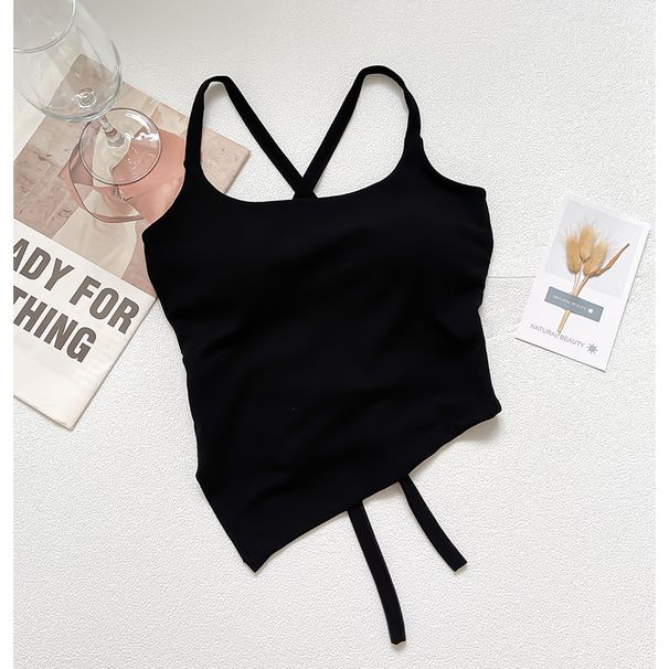 Aria Basics Aria Basics Hot Girl's Cross-back Strap Camisole With Chest Pads, Suitable For Outerwear Or As A Base Layer, Sleeveless Tube Top_ecoleips.com