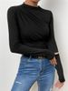 Aria Basics Aria Basics 2025 Cross-Border European And American Solid Color Slim Fit Base Shirt Versatile Ruched Design Long Sleeve T-Shirt_ecoleips.com