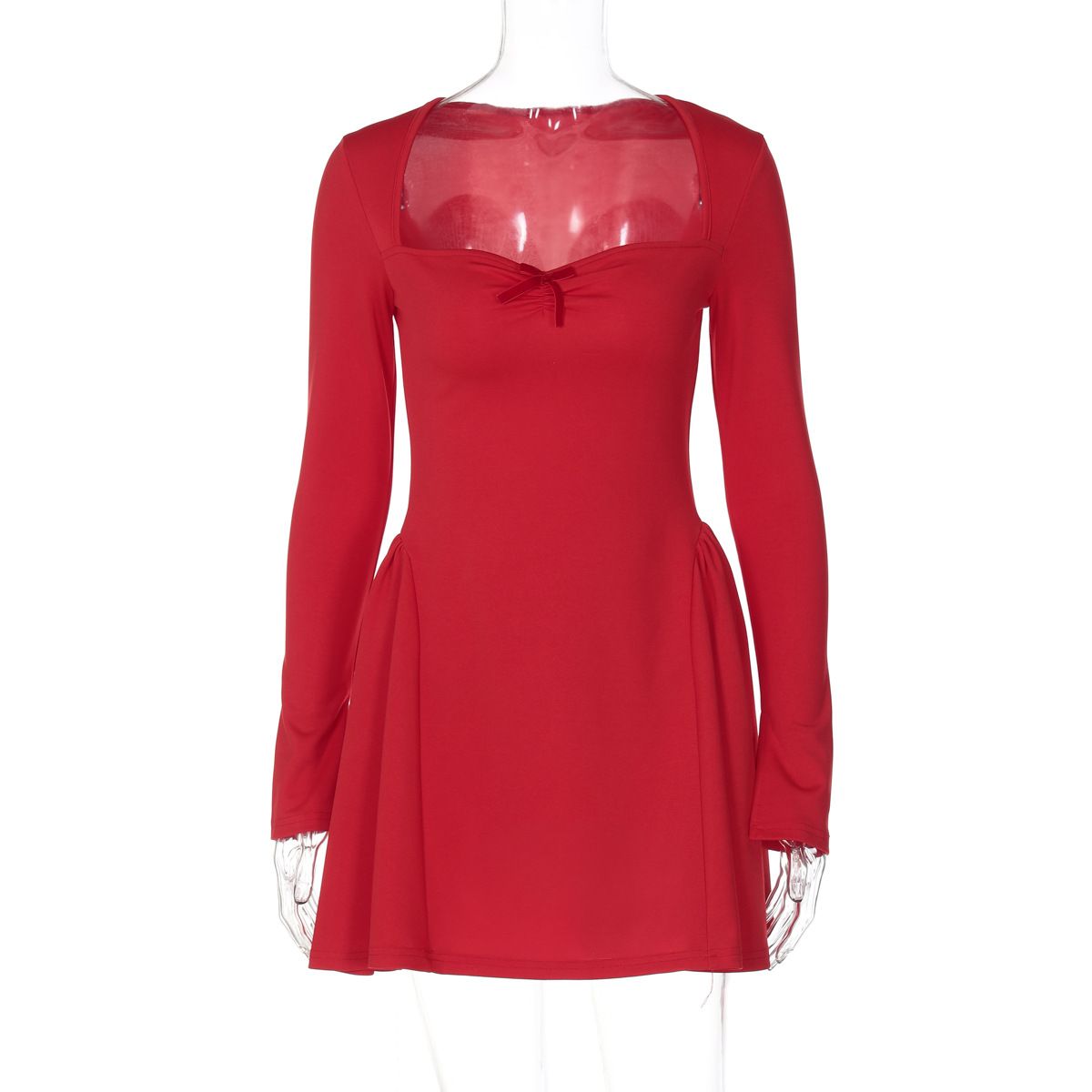 Elegant Strapless Princess Dress – Slim Fit Long Sleeve Bodycon Dress For Women (Black/Red/White/Burgundy/Dark Blue/Bluish)_ecoleips.com