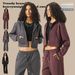 Women's Clothing Cropped Hooded Zipper Cardigan Long Sleeve Sweatshirt Jacket Clean Fit Spring/Autumn Family Clothing_ecoleips.com