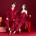 Voya Pajamas Newlyweds, High-end Red Island Velvet Autumn Winter Wedding Robes For Bride And Groom_ecoleips.com