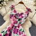 Elegant High Waist A-Line Skirt Dress Floral Print Sleeveless Summer Style for Women Perfect for Vacation_ecoleips.com