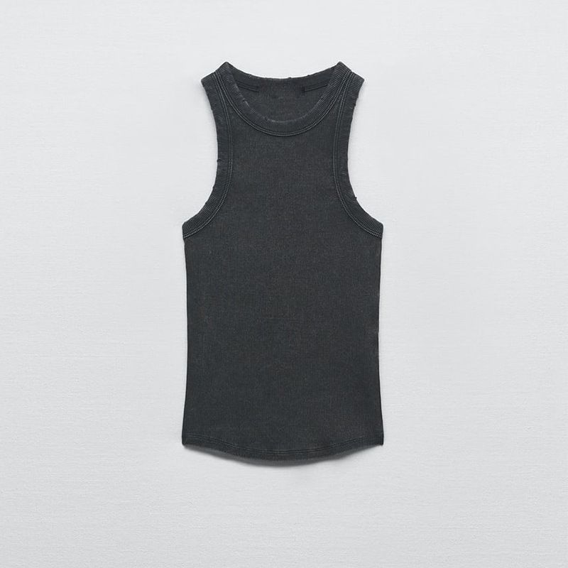 ZA Women's Summer New Washed Rib Sleeveless T-Shirt Vest Spice Girls Slim Top 3253 301 250_ecoleips.com