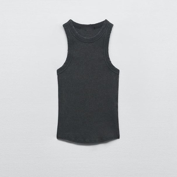 ZA Women's Summer New Washed Rib Sleeveless T-Shirt Vest Spice Girls Slim Top 3253 301 250_ecoleips.com