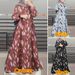 In Stock Cross-Border New Printed Middle Eastern Muslim Malay Full Sleeve Round Neck Robe Long Dress Factory Wholesale_ecoleips.com
