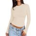 Women's Clothing High End Long Sleeved Tops Hot Girl Outer Wear T Shirt Women's Pullover Round Neck Bottoming Shirt Women's Clothing_ecoleips.com