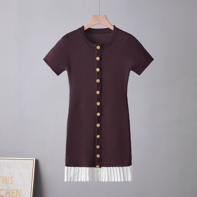 European Style French Inspired Black Dress Short Sleeved Early Spring Elegant Patchwork Design Versatile Women's Clothing_ecoleips.com