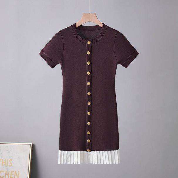 European Style French Inspired Black Dress Short Sleeved Early Spring Elegant Patchwork Design Versatile Women's Clothing_ecoleips.com
