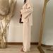Women's Plus Size Fashion Wrap Shirt And High-Waisted Wide Leg Pants Autumn Suit Set Long Sleeved Elegant Outfit_ecoleips.com