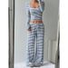 Autumn And Winter Striped High-Waisted Slimming Wide-Leg Pants Set For Women's Wear_ecoleips.com