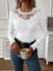 European And American Women's New Long Sleeve Tops 2025 Autumn Winter Fashion Casual V-neck Lace_ecoleips.com
