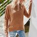 Women's Clothing autumn and winter hot selling round neck pullover sweater ladies knitted sweater solid color long sleeve hollow sweater_ecoleips.com