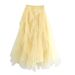 Aria Basics Aria Basics Women's Midi Fashionable Long Skirt, Solid Color, Ruffled, Fairy-like, Multi-layered, Irregular, Mid-waist, Light_ecoleips.com