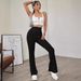 Voya 2026 Spring/Summer New Women's European And American Style High-Waisted Slimming No-Belt Slightly Flared Knit Casual Pants_ecoleips.com