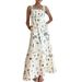 Women's Sleeveless Lace-Up Halter Print Big Swing Dress_ecoleips.com