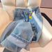 Women's Clothing This Year's Popular Blue High Waist Wide Leg Straight Jeans For Women Spring New Style Fashion Versatile Pants_ecoleips.com