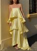 Women's Satin Camisole Layered Cake Dress Casual Loose Fitting Spring Summer Style Vacation Dress_ecoleips.com