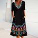2024 New European American Women's Fashion: Trendy Printed Round-Neck Dress With Five-Sleeve And Pockets, Bestseller On_ecoleips.com