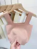 AOSSVIAO 2026 Summer Women Sexy Sleeveless Tops Fashion Short Square Collar Tank Tops 6 Colors Knitted_ecoleips.com