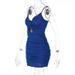 2022 New Spring Summer Fashion Sexy Hollow V-neck Ruched Strap Dress For Women Wholesale_ecoleips.com