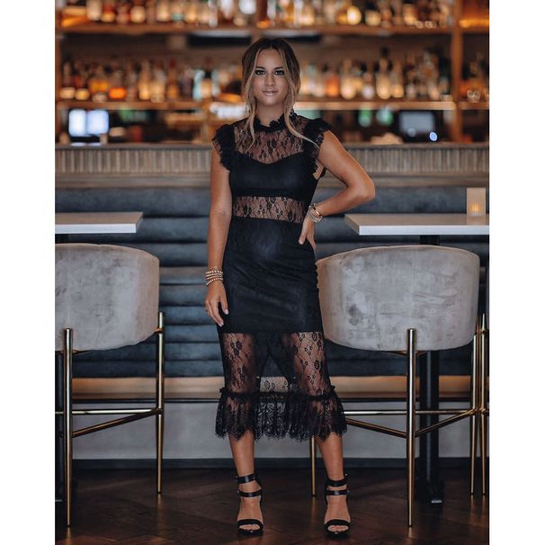 Women's Clothing sexy see-through lace dress INS casual ruffle sleeve dress _ecoleips.com