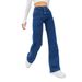 Women's Tall Stretch Denim Jeans - High Waist Wide Leg Pants, Retro Blue, Comfortable Cotton Blend For Office & Casual Wear (Sizes 25-32)_ecoleips.com