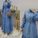 Women's Blue Patchwork Cotton Maxi Dress Elegant Denim Fashion Dubai Turkish Clothing Muslim Fashion_ecoleips.com