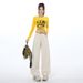 2025 New Women's Jeans, High-waisted, Loose, Straight-leg, Wide-leg, Curved-cut Yellow Long Pants, No Belt Included_ecoleips.com