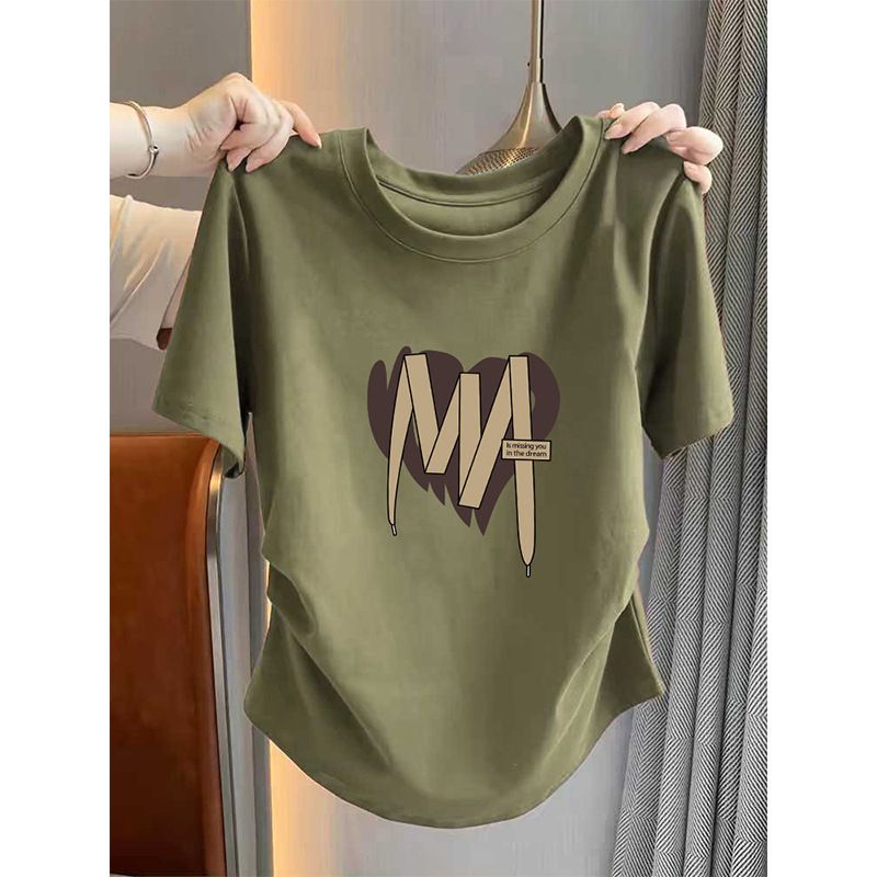 Women's Pure Cotton Short Sleeve T-Shirt - Wrinkle-Resistant, Slim Fit, Waist-Cinching, Trendy & Versatile Summer Top_ecoleips.com