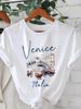 Eurean And American Cross-border Foreign Trade Women's Clothing, Urban Scenery Print Round-neck Short-sleeve T-shirt_ecoleips.com