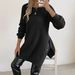 Women's Clothing Autumn Winter Knitted Sweater Casual Split Hem Long Sleeve Pullover Top_ecoleips.com
