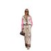 Women's clothing casual fashion all-match linen printed macaron long-sleeved suit_ecoleips.com