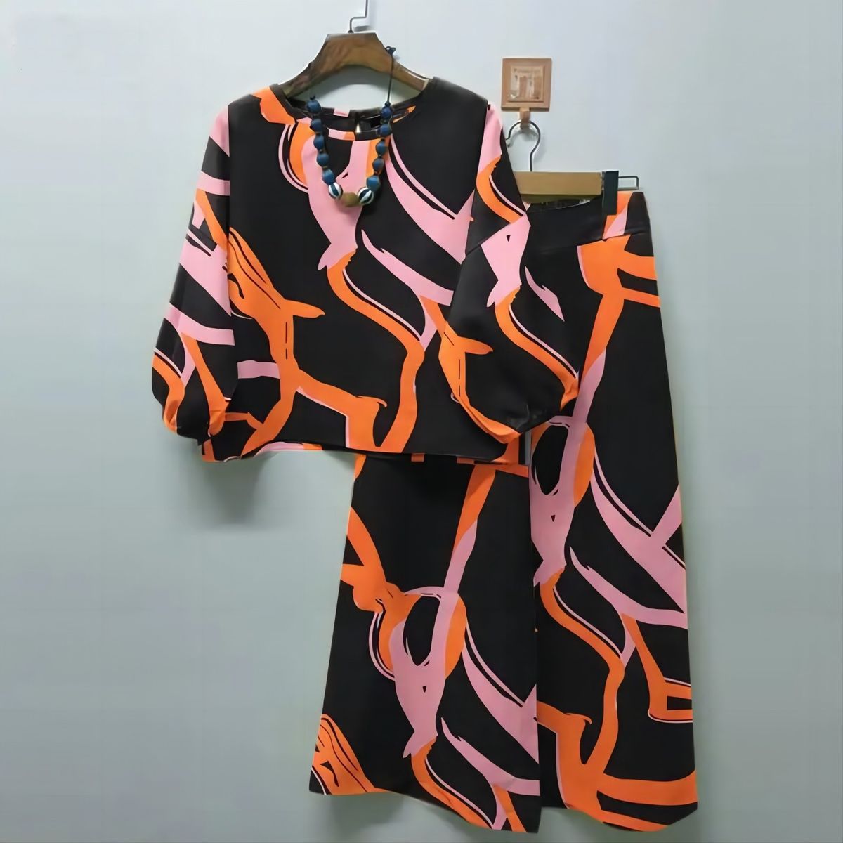 Women's Casual Fashion 2-Piece Set Suit Shirt And Wide-Leg Pants Regular Fit Summer Polyester_ecoleips.com