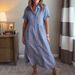 European And American Cross-Border Loose Plus Size Striped Short Sleeve Shirt For Women Summer New Casual Cotton Linen_ecoleips.com