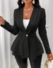 Women's Clothing new casual texture single button green fruit collar long sleeved top jacket_ecoleips.com