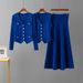 Women's Autumn/Winter Knitted Cardigan And Skirt Set Casual Fashion Ribbed Three Piece Short Skirt Cross Border Russian Style_ecoleips.com