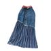 Korean Style Contrast-Color Denim A-Line Skirt – High Waisted Stretch Midi Skirt With Stripe Accents, Slimming Office & Casual Wear_ecoleips.com