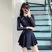 Women's Long Sleeved One Piece Swimsuit Slimming Sporty Elegant INS Style Hot Spring New Fit Conservative_ecoleips.com