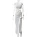 2026 Best-Selling Women's Dress With Slanted Collar, Strapped, Long Skirt, And Cutout Design_ecoleips.com