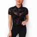 Popular Cross-border Women's Clothing On . In Europe And America: Round-neck, Sexy, Stretchy Mesh See-through_ecoleips.com