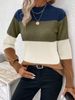Women’s Color-Block Knit Sweater – Oversized Round Neck Long Sleeve Pullover | Cozy & Stylish (S-XL)_ecoleips.com