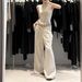 Suitable For All Seasons UMA WHITE Guangzhou Thirteen Factories Run Deng 2025 Spring New Casual For Women Tencel Mixed Linen Wide-leg Long Pants_ecoleips.com